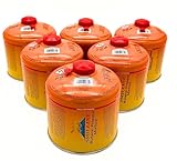 SMH LINE® 6x 500g Schraubkartusche Butan Propan Gas Schraubventil Universalgewinde 7/16 Gaskartuschen Ventil EN 417 Bunsenbrenner Campingkocher Grill Gaskocher Gasheizung Lötbrenner (6x Kartuschen)