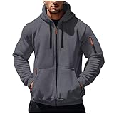 Herren Übergangsjacke Leichte Männer Herbstjacke Outdoor Einfarbig Freizeitjacke Herrenjacke Jacke Softshelljacke Sportjacke Funktionsjacke Blouson Oberteil mit Kapuze 03 Dunkelgrau XL