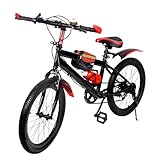 JJsdwin Kinderfahrrad 20 Zoll, Kinder Fahrrad Mit 7 Gang Schaltung, Verstellbares Mountainbike für Jungen und Mädchen Von 130CM bis 150CM, Rot