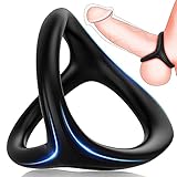 Mecofy Dreieckiger Penisringe, Premium Dehnbarer Silikon Penisring für Sex Männer, Pleasure Ring mit Hodensack-Ring Gürtel, Erotik Sexspielzeuge für Männer Paare, Schwarz