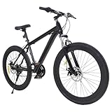 MooBeey 26 Zoll Schwarz Mountainbike aus Kohlenstoffstahl, 21-Gang Schaltung Jugendfahrrad MTB Fahrrad mit Einstellbare Sattelhöhe, Erwachsene Mountainbike Unisex mit Doppelscheibenbremse