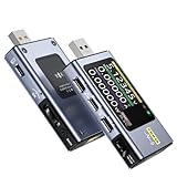 DollaTek FNB58 Digitales Voltmeter, Amperemeter, USB-Tester, Typ C, Schnellladungserkennung, Auslöser, Kapazitätsmessung, Welligkeitsmessung mit Bluetooth, 4–28 V Überwachungsspannung
