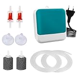 4W Leise Aquairum Luftpumpe: 400L/H Luftpumpen für Aquarien, 4W Aquarium Luftsprudler Mit Zubehör,Sauerstoffpumpe leistungsstarker Belüfter für Aquarien bis zu 400L