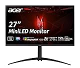 Acer Nitro XV275UP3 Gaming Monitor 27 Zoll (69 cm Bildschirm) WQHD, 170Hz DP, 144Hz HDMI, 2ms (GTG), 2xHDMI 2.0, DP 1.2, höhenverstellbar, drehbar, DP/HDMI FreeSync Premium, Schwarz