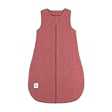 LÄSSIG Baby Sommerschlafsack ohne Ärmel Muslin Baumwolle GOTS zertifiziert unisex/Muslin Sleeping Bag rosewood, Größe 86/92 13-18 Monate