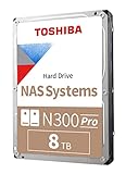 Toshiba N300 PRO 8 TB großes Business-NAS (bis zu 24 Einschübe), 3,5 Zoll interne Festplatte, bis zu 300 TB/Jahr Workload-Rate, CMR SATA 6 GB/s 7200 U/min, 512 MB Cache, HDWG780XZSTB