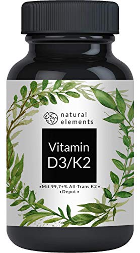 Vitamin D3 + K2 Depot - 180 Tabletten - Premium: 99,7+% All Trans MK7 (K2VITAL® von Kappa) + 5.000 IE Vitamin D3 - Hochdosiert