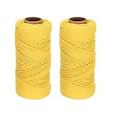 DMiotech 2er Pack 4mm x 87 Yard Gelbes Naturbaumwoll-Makramee-Seil, handgefertigtes Einzelstrang-Makramee-Kordel für Pflanzenaufhänger, Geschenkverpackungen und Hochzeitsdekorationen