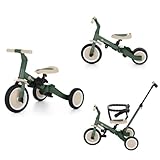 Petite&Mars Multifunktionales 5-in-1-Dreirad Turbo * Fahrrad * Dreirad * Laufrad * Rutschauto * Lauflernfahrzeug (Misty Green)