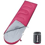 KingCamp Schlafsack Deckenschlafsäcke Leichtgewicht Warm Outdoor für Kinder 3-4 Jahreszeiten für Camping Wandern mit Tragetasche, (Rosa L Zip, 165x70cm)