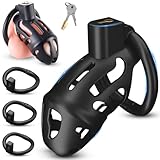 BDSMJOY Peniskäfig mit 3 Hodenringe,Chastity Cage Male,Keuschheitskäfig Keuschheitsgürtel für Herren extrem,BDSMs Spielzeug extrem Sklavin Sex Toyset Herren (Schwarz, 45+50+55 MM)