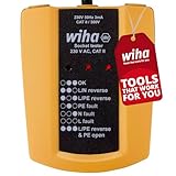 Wiha Steckdosentester 230 V AC, CAT II inkl. 2x AAA-Batterien I mit flexiblem Kabel I LED-Anzeige (45220)