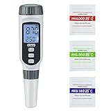 PH Messgerät, Dr.meter PH Messgerät Wasser 0.01Hochpräziser PH Wert Messgerät mit Alarm-LCD-Display und Automatische Temperatur Kompensation für Wasser, Aquarium, Teich, Pool mit Kalibrierpulver