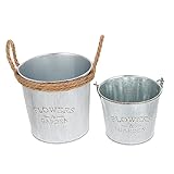 GLEAVI 1 Satz Blumeneimer Aus Zinn Französisches Landhausdekor Verzinkter Eimer Gartenbedarf Drinnen Für Rustikaler Blumeneimer Antikes Im Freien Eisen Grey 2 Stück