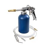 TRUTZHOLM Druckbecherpistole mit 1100 ml Tank aus Aluminium 4-6 bar 1/4' Lufteinlass Hohlraumpistole zur Hohlraumversiegelung Unterbodenschutz inkl. Schläuche Hakendüse Runddüse