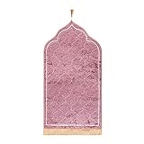 FakeFace Muslimischer Gebetsteppich, Islamische Gebetsmatte für muslimische Gebete, Ramadan-Geschenk für Männer Frauen, türkischer Taschen-Betteppich, 60 * 110cm Dicker Sajadah Samtteppich