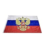 Stormflag Flagge RUSSLAND WAPPEN mit Adler 3x5ft Russland Flagge mit Adler 90cmx150cm Polyester 90g/m2 mit Ösen mit Doppelnadel genäht.