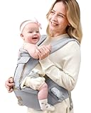 GROWNSY Babytrage, Advanced 6-in-1 Babytrage für Neugeborene ab Geburt, verstellbarer Sitz, Ergonomische Babytrage, Leicht＆Atmungsaktiv - 0-36 Monaten geeignet(Grau)