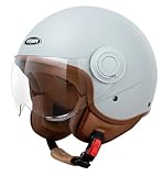 YEMA HELMET Jethelm DW-611 Moped Scooter ECE 3/4 Halbhelm für Herren Damen-Grau,XL