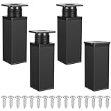 Gaomoeny 4 STK Möbelfüße höhenverstellbar eckig, Schrankfüsse, Schrankbeine, Tischbeine, Möbelbeine, Tischfuß Aluminiumlegierung für DIY Möbel (Schwarz 10CM)