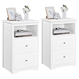 Yaheetech 2er Set Nachtschrank Nachttisch Nachtkommode mit 2 Schubladen Kommode aus Holz Boxspringbett Ablagetisch für Schlafzimmer Wohnzimmer, 73, 5 cm hoch
