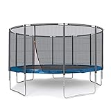 Ampel 24 Trampolin Outdoor Ø 430 cm, GS-Zertifikat, Komplettset mit Randabdeckung und Sicherheitsnetz, 12 gepolsterten Stangen, Belastbarkeit 160 kg
