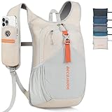 BECOJADDE 15L Wanderrucksack Herren Kleiner Rucksack Damen Leichter Daypack Tagesrucksack Faltbarer Trekkingrucksack für Camping Outdoor Wandern Travel Beige