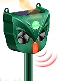 Katzenschreck Ultraschall, Solar Katzenschreck für Garten, IPX5 Wasserdicht USB Lade Marderschreck mit Bewegungssensor, 5 Frequenzbereiche und rot Blinklichter, Vogelschreck für Katzen, Hunde, Vögel