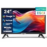 Antteq EGoi Smart tv 24 Zoll (61cm) Google TV, kompatibel mit Google Voice Assistant,Google Play Store Chroemcast,DAZN,Netflix, Prime Video, Wi-Fi,Triple Tuner