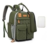 K KELBEL Wickeltasche Baby Wickelrucksack,Multifunktional Babytaschen mit Tragbarer Wickelunterlage,Groß Babyrucksack -Kinderwagengurte,Baby Tasche für Mama und Papa,Grün