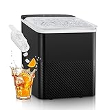 FOHERE Eiswürfelmaschine Klein, 14 Kg/24h, 9 Eiswürfel in 5 Minuten, Selbstreinigende Eiswürfelbereiter, Ice Maker mit Schaufel u. Korb, 2 Eiswürfel Größen, Eiswürfelmaschinen für Zuhause/Büro/Bar/RV