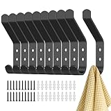 CNMTCCO Garderobenhaken, 10 Stück Kleiderhaken, Garderobe für Eingangszone, Wohnzimmer, Badezimmer, Schlafzimmer zum Aufhängen von Hüten, Mänteln, Taschen (H 10cm Schwarz)