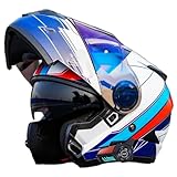 Integralhelm Mit Doppelvisier Rollerhelm Sturzhelm ECE 22.06 Zertifiziert Klapphelm Für Erwachsene,Männer Und Fraue D,XXXL/(63~64cm)