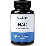 NAC 600 mg aus Fermentation - 180 Kapseln (N Acetyl Cystein, Acetylcystein) Premium NAC Kapseln aus Pflanzlicher Gewonnen | Hohe Bioverfügbarkeit und Verträglichkeit | Ambervit