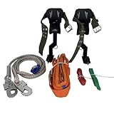 CDZHLTG Baumklettern Ausrüstung Set, Klettergurt Sicherheitsgurt Baumsteigeisen Tree Climbing Spike Baumkletterwerkzeug Fallschutz Seil Rescue Belt für Bergsteigen Baumklettern Outdoor, 2 Gängen