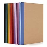 feela Kraft Notizbuch A5, 16 Notizbücher Set, Notizheft mit Regenbogen Rücken in 8 vintagen Farben, 60 Seiten, 21x14cm, Notizblock Set geeignet für Büro & Schule, Kraftpapier, Din A5