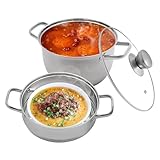 Ecoggeder 2-stufiger Dampftopf 304 Edelstahl Dampfgarer-Set Suppen-Dämpftopf zum Kochen von Brot, Knödeln, Gemüse und Anderen Speisen (20)