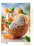 CALVENDO Puzzle Herrlich verpackt in Einer Waffel - Vanilleeis mit Orangen und Orangensirup | 2000 Teile Lege-Größe 67 x 90 cm Foto-Puzzle für glückliche Stunden