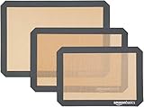 Amazon Basics - Rechteckig Backmatte aus Silikon, 3 stück, Braun / Schwarz