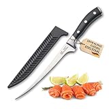 DarBene Filetiermesser C-Series 18cm Profi Küchenmesser aus deutschem Edelstahl, biegsam und flexibel, extrem scharfe Klinge, ABS Griff, nachschleifbar, inkl. Klingenschutz