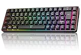 TMKB T68 Gaming Tastatur,60% Kabellos Mechanische RGB Tastatur mit Bluetooth/2.4G/Typ-C,Compact 68 Tasten Anti-Ghosting,Deutsches QWERTZ Layout,Red Linear Switch,Schwarz