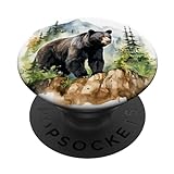 Schwarzbär Wilderness Rock Mountain Waldbär PopSockets mit austauschbarem PopGrip