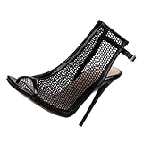 OUNONA Damen Sandaletten mit Hohem Schlankem Absatz Cutout Design und Offenem Zehenbereich Modische Sommer High Heel Sandals für Party Büro Hochzeit und Alltag Schwarz