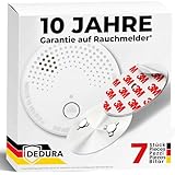 Rauchmelder mit Magnethalterung 7er Set - Rauchmelder ohne Bohren und Schrauben mit 10 Jahre Garantie - Rauchmelder Magnethalter mit extra starken Klebepads
