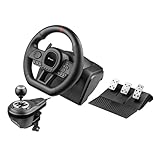 Tracer SimRacer Manual Gearbox 6 in 1 Lenkrad, Gaming Rennlenkrad mit Pedalen und Schalthebel Kompatibel mit PC/PS4/PS3/XONE/X360/SWITCH, 270 Grad Lenkwinkel, 8 analoge Aktionsknöpfe