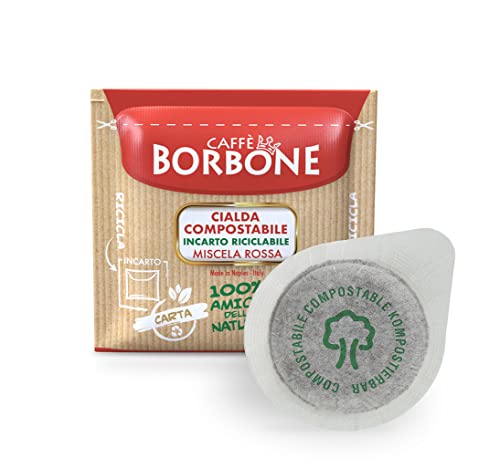 Caffè Borbone Kaffee Kompostierbare Pods, Recyclebare Verpackung, Rote Mischung - 150 stück - Kompatibel mit ESE System Papier Pads 44 mm