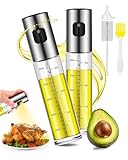 MRUN BONE 2er ÖLsprüher, Öl Sprühflasche für Speiseöl, Ölspray zum kochen, 100ml Öl sprayflasche für Heißluftfritteuse, Olivenöl Flasche für Salat, Grillen, Backen