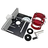 ISTOVO Fräser-Hebesystem und Aluminium-Fräsertisch-Einlegeplatte, Elektrischer Trimmer, Holzgravurfräse, Schlitzmaschine, Schwarz