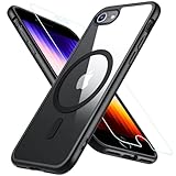 Hülle für iPhone SE 2020, iPhone SE 2022 Hülle iPhone 8/7 Hülle, Magnetisch Handyhülle iPhone SE 2/3 mit HD Schutzfolie Glas für MagSafe Stoßfeste Schutzhülle iPhone SE 2022 Case (Schwarz)