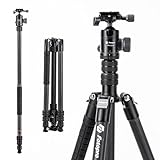 Fotopro X-Go Plus E2 Stativ für Kamera, 185,4 cm, kompaktes Reisestativ mit Kugelkopf, abnehmbares Einbeinstativ mit Schnellwechselplatte und Kameratasche, Belastung bis zu 10 kg, Schwarz